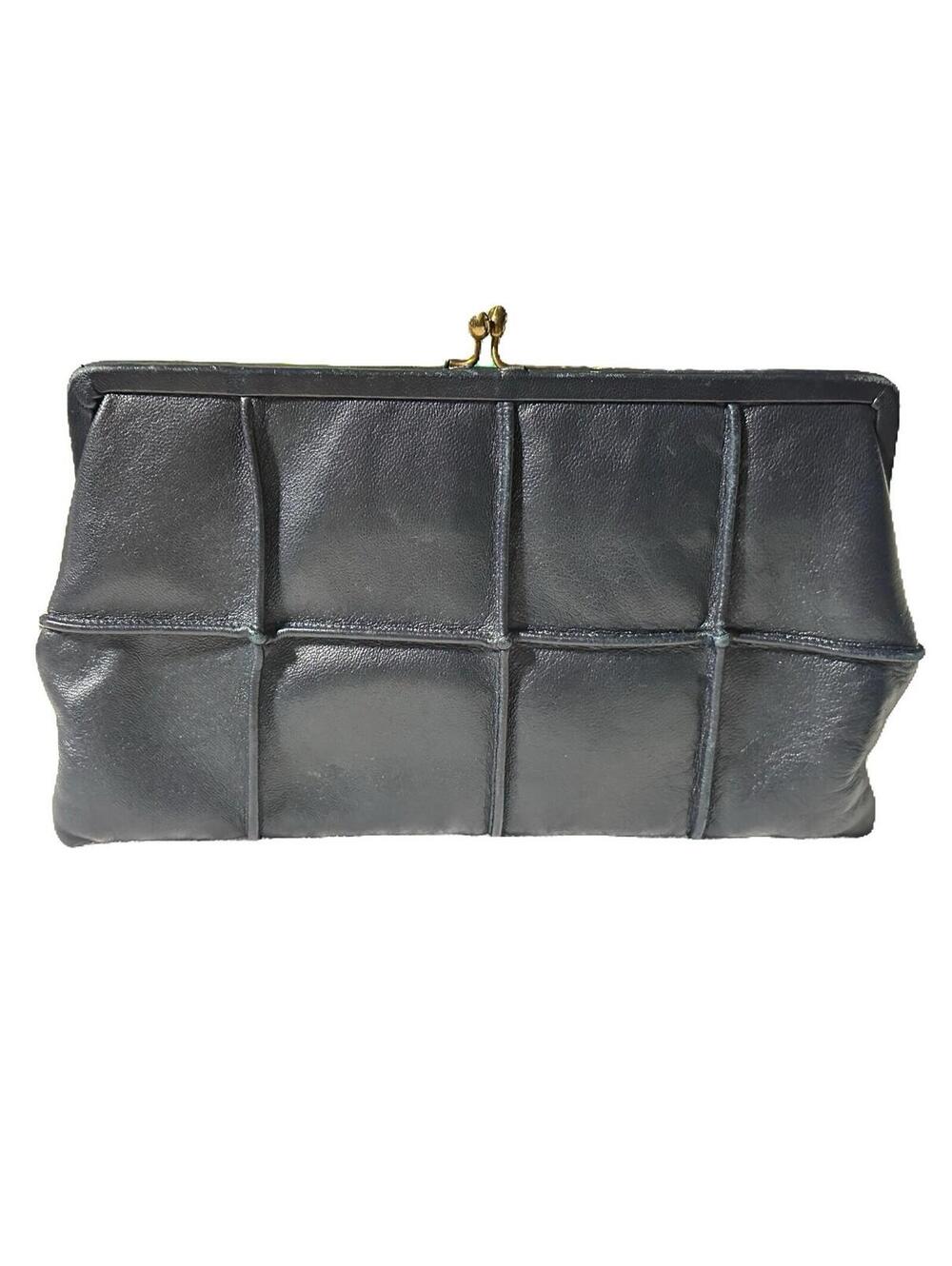 Jane Shilton Leather Vintage Clutch navy blue